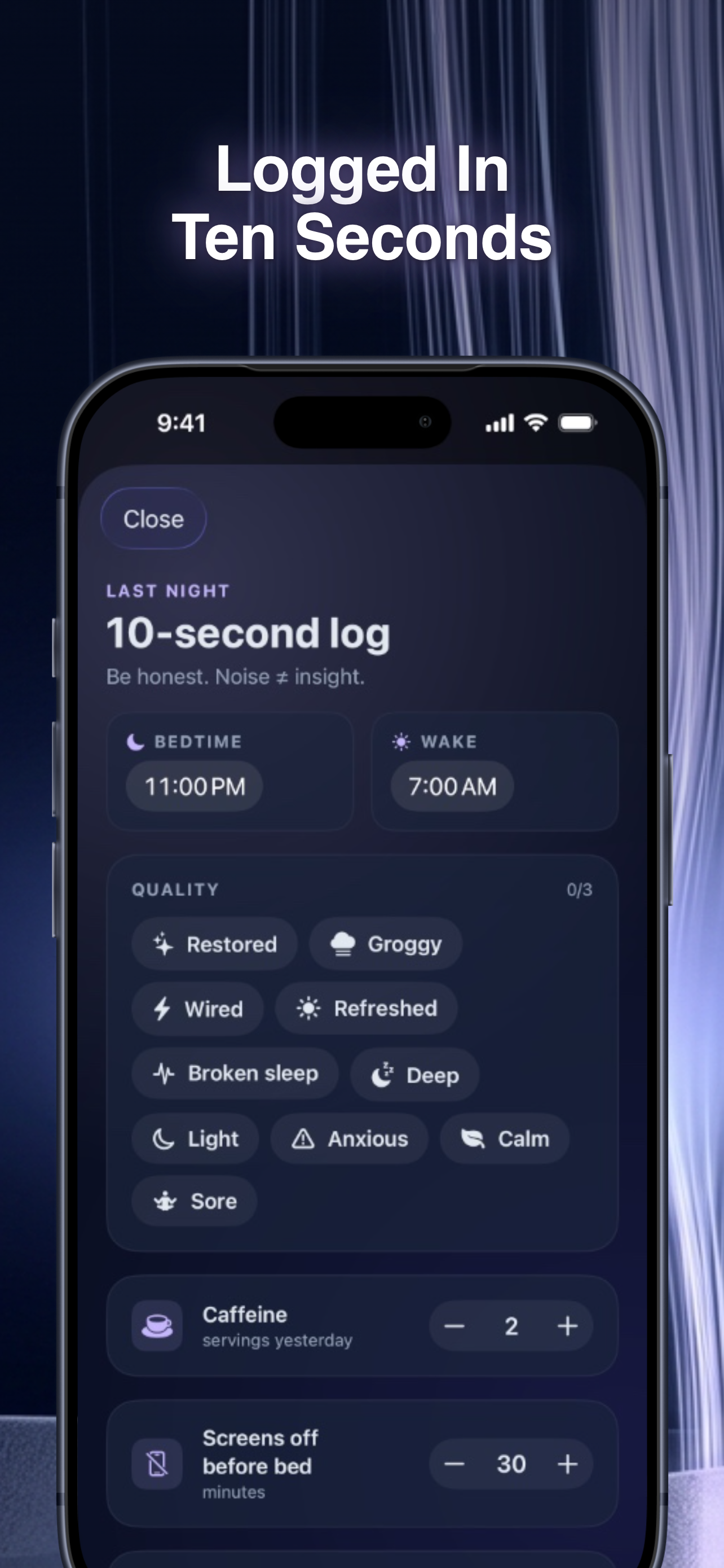 Ten-second log